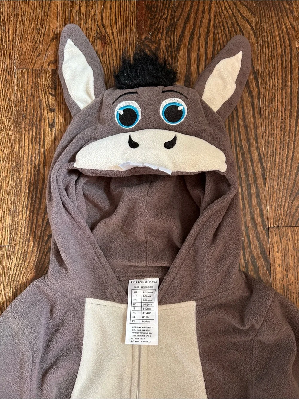 Kids Donkey Hooded One-Piece Pajamas size 8-10
